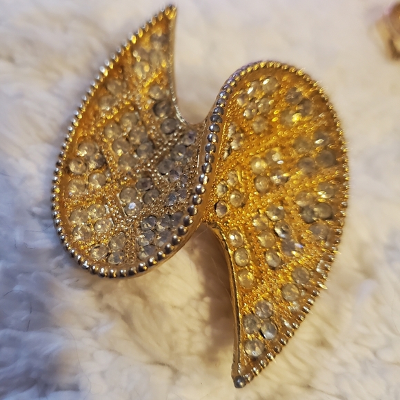 Abstract Wave Crystal Brooch 1960s - Picture 1 of 13